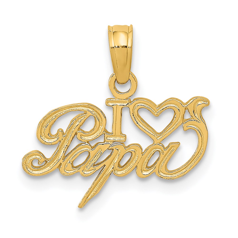 14K Yellow Gold I Heart Papa Charm