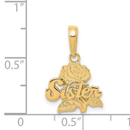 14K Yellow Gold Sister Rose Pendant