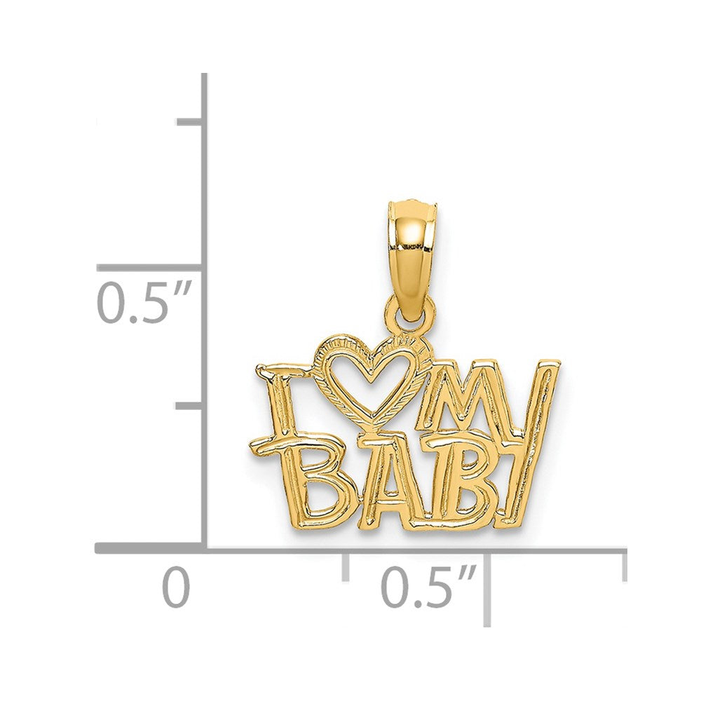 14K Yellow Gold I Heart My Baby Charm