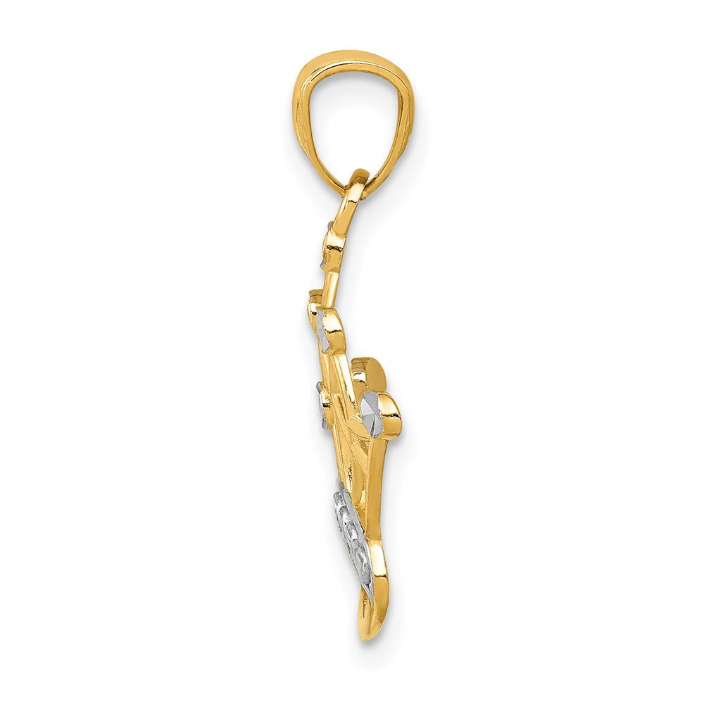 14K Yellow & Rhodium And Crown Pendant