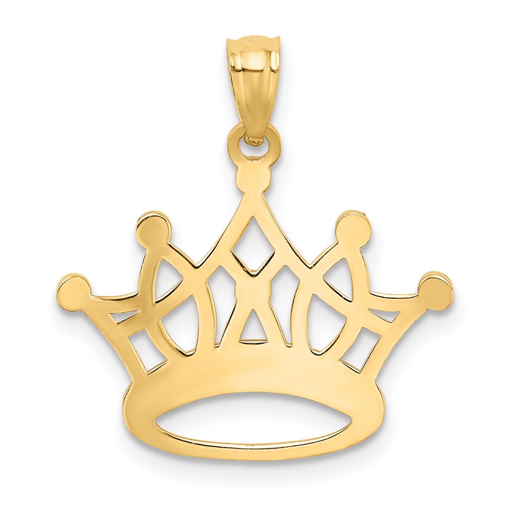 14K Yellow & Rhodium And Crown Pendant