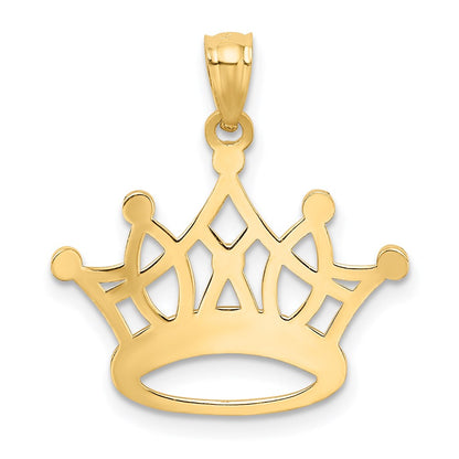 14K Yellow & Rhodium And Crown Pendant
