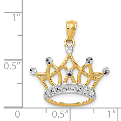 14K Yellow & Rhodium And Crown Pendant