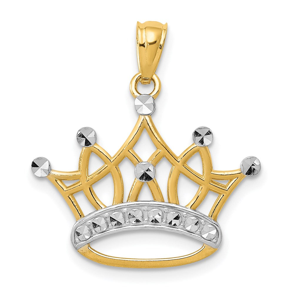 14K Yellow & Rhodium And Crown Pendant