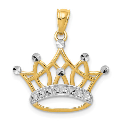 14K Yellow & Rhodium And Crown Pendant