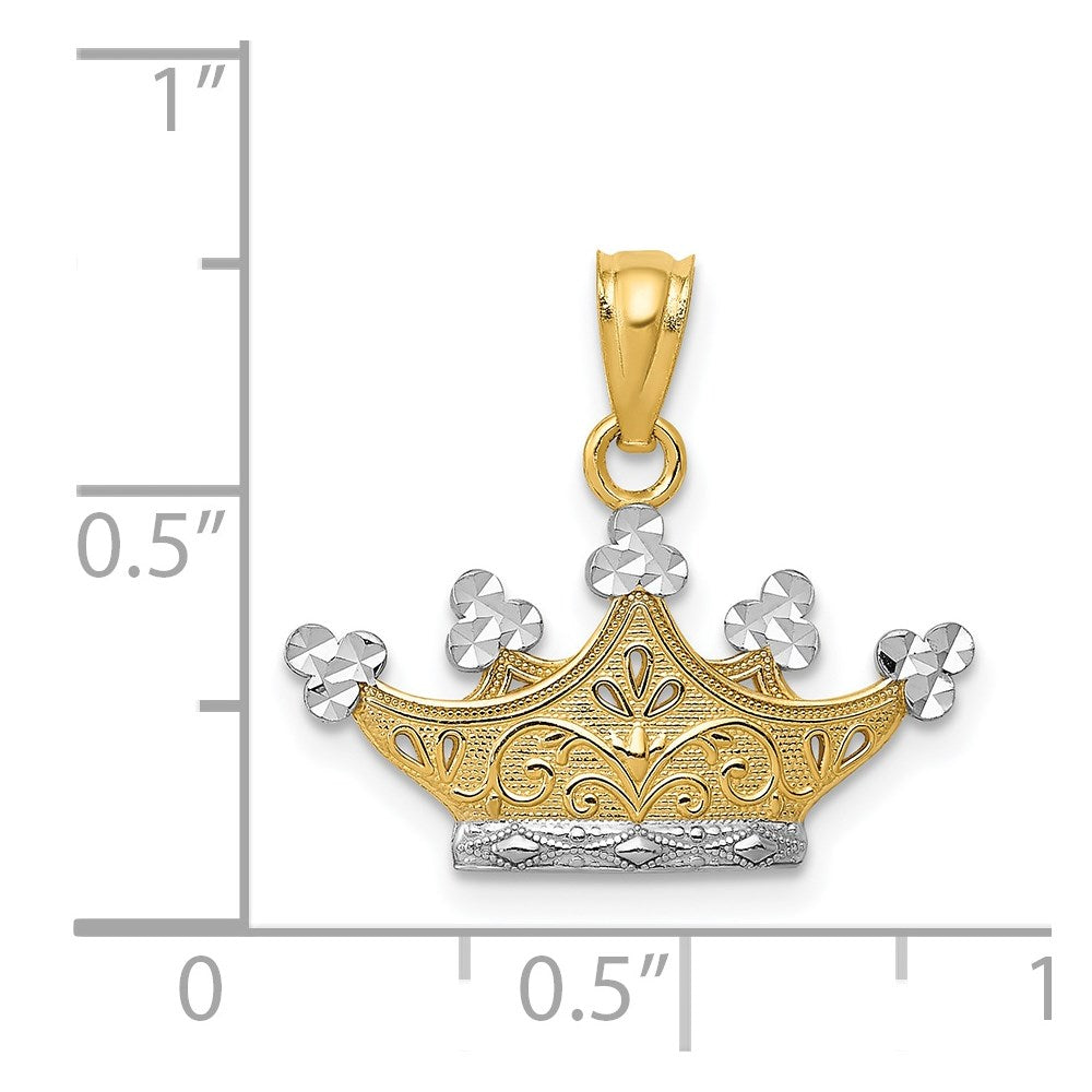 14K Yellow & Rhodium And Crown Pendant