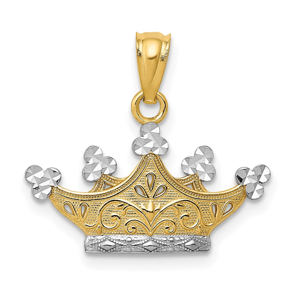 14K Yellow & Rhodium And Crown Pendant