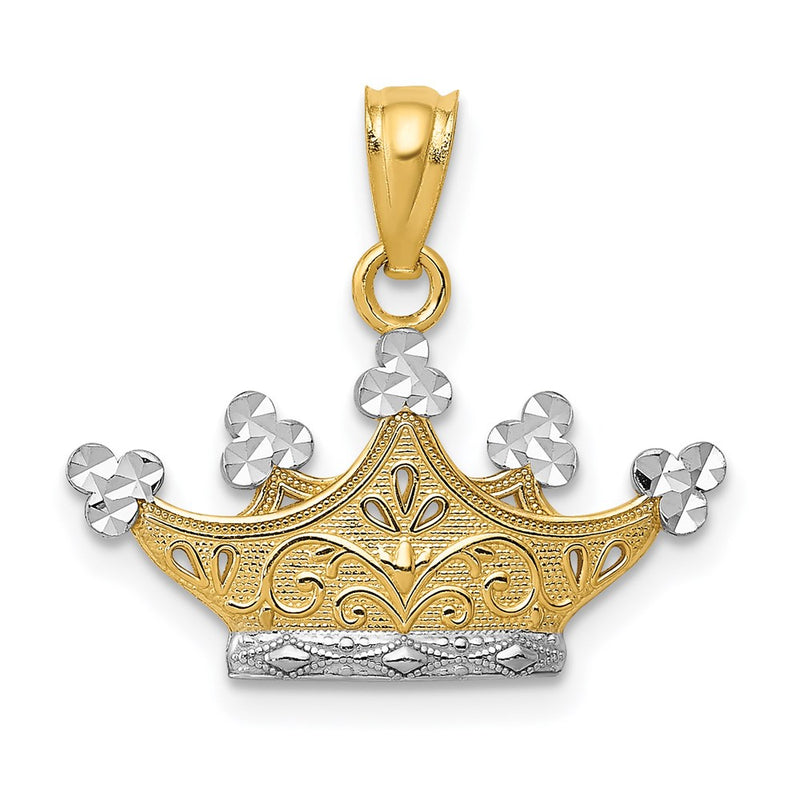 14K Yellow & Rhodium And Crown Pendant