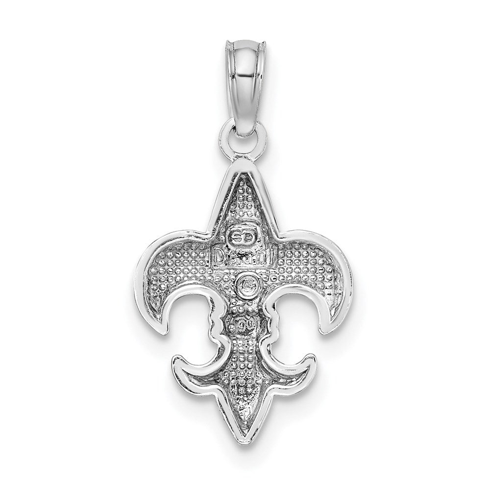 14K White Gold 2-D Small Fleur De Lis Charm
