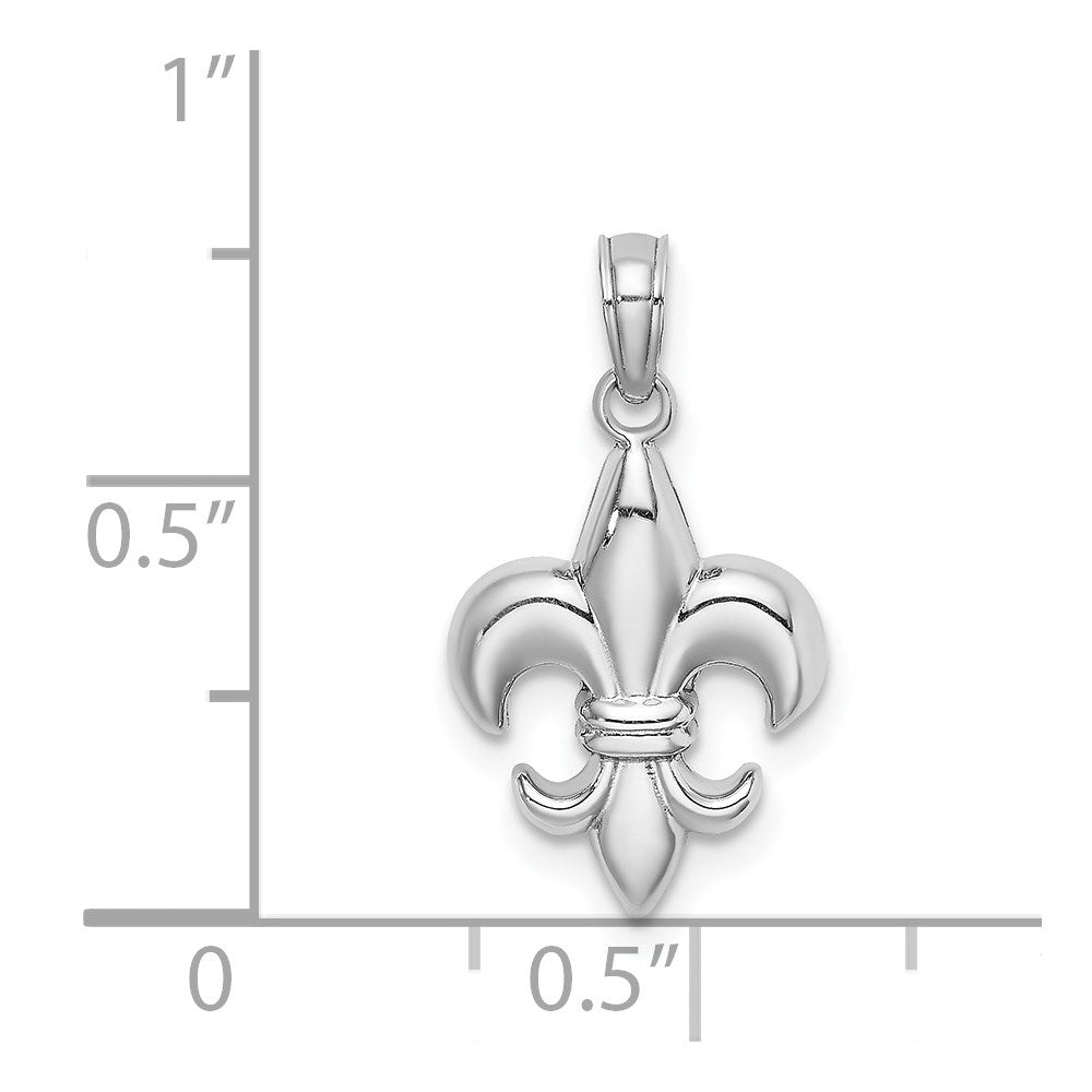 14K White Gold 2-D Small Fleur De Lis Charm