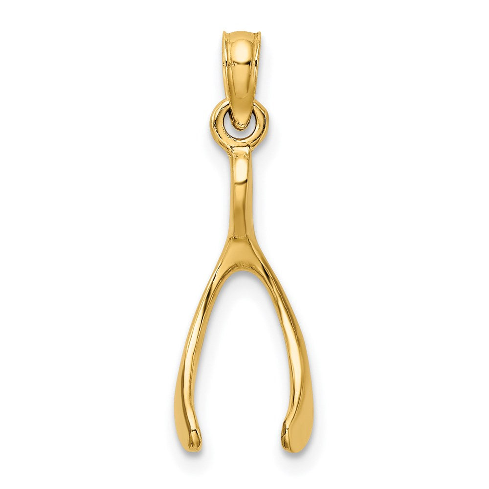 14K Yellow Gold Wishbone Pendant