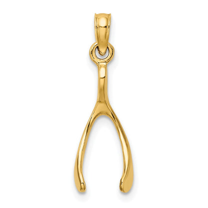 14K Yellow Gold Wishbone Pendant