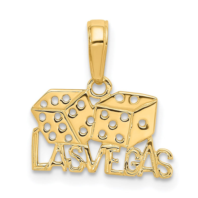 14K Yellow Gold Las Vegas W/Dice Pendant