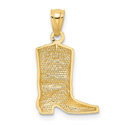 14K Yellow & Rhodium W/ Rose And White Floral Boot Pendant