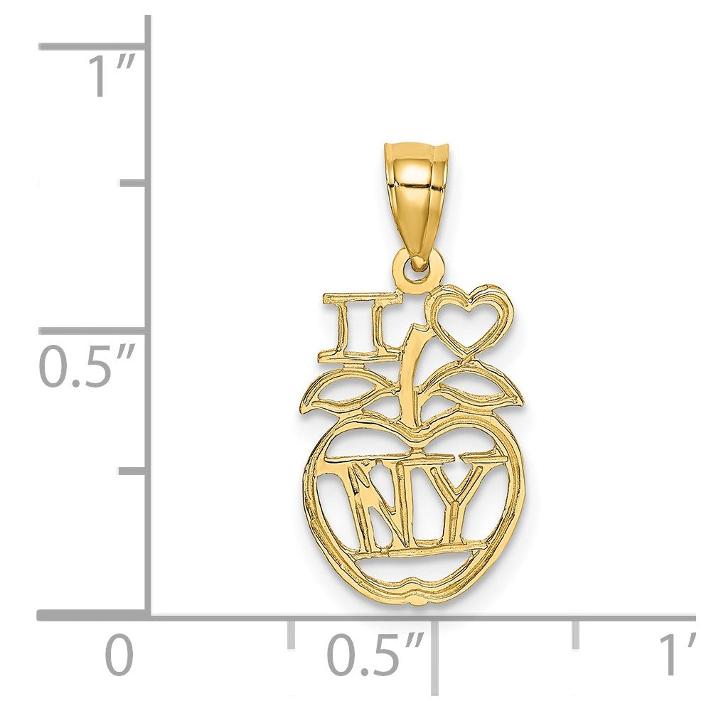 14K Yellow Gold I Heart Ny Apple Charm