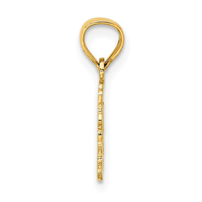 14K Yellow Gold I Love Trains Charm