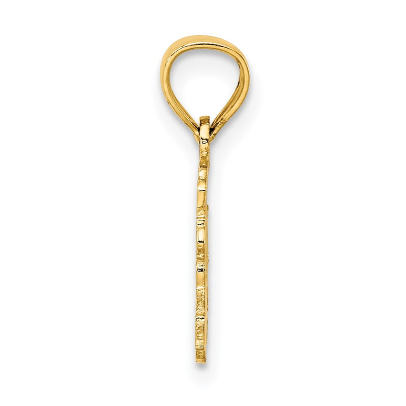 14K Yellow Gold I Love Trains Charm