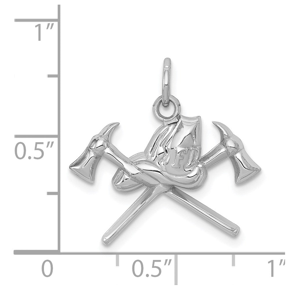14K White Gold Fire Department Charm