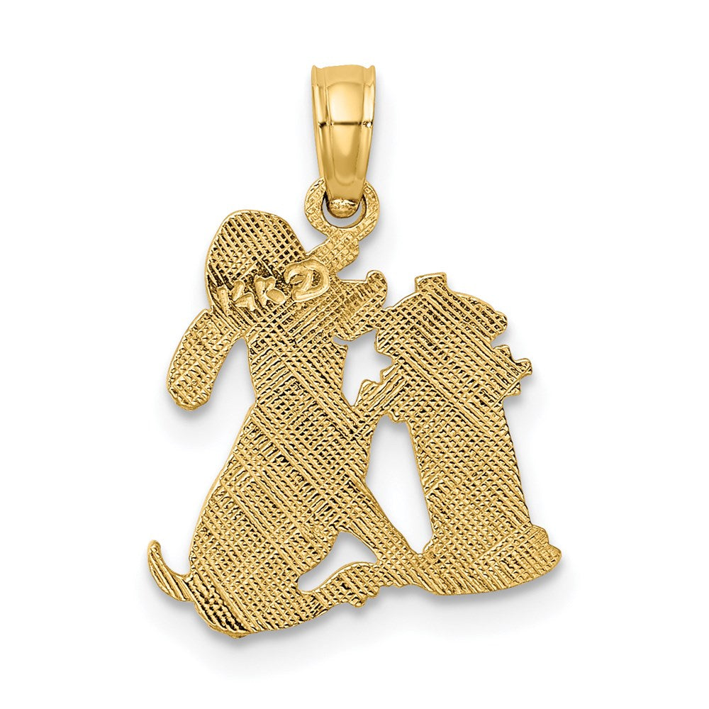14K Yellow Gold Fire Hydrant And Dog Charm