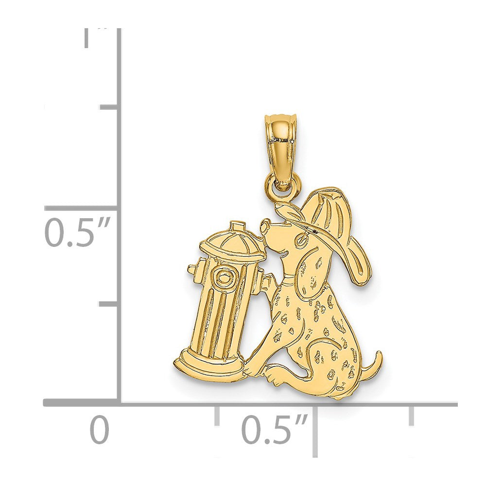 14K Yellow Gold Fire Hydrant And Dog Charm