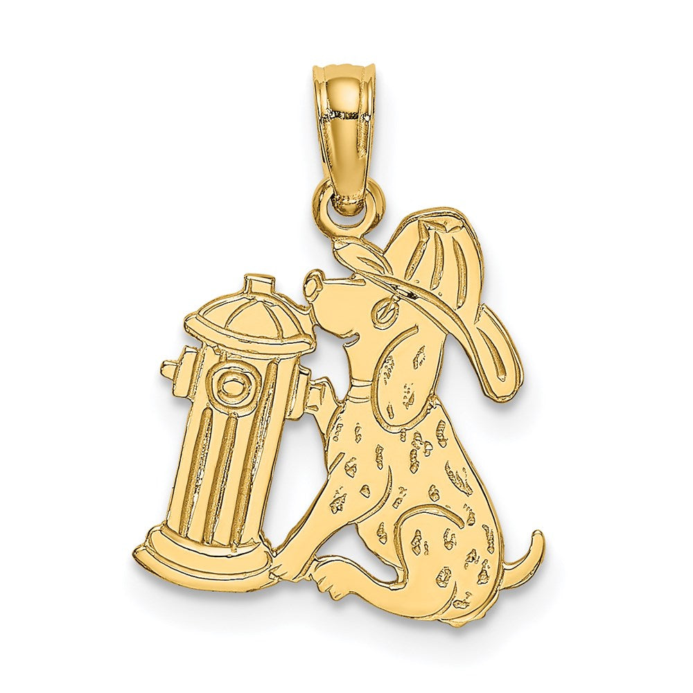 14K Yellow Gold Fire Hydrant And Dog Charm