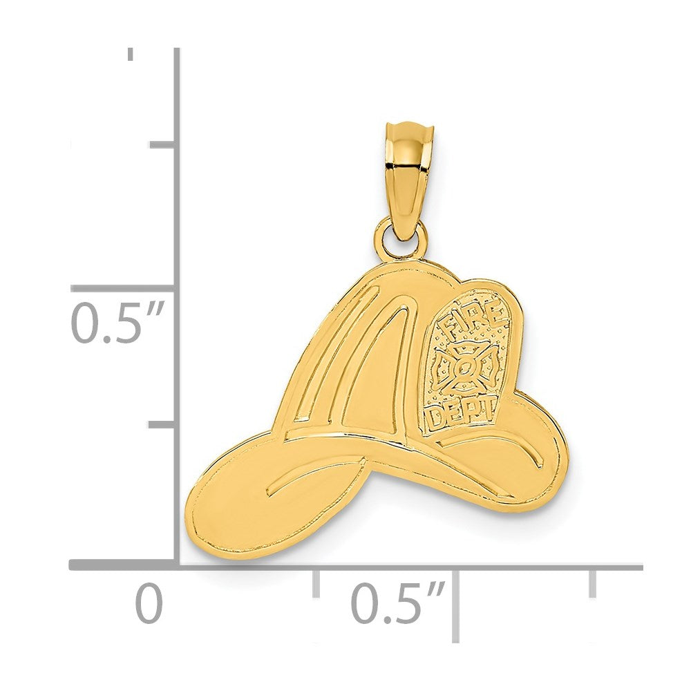 14K Yellow Gold Fire Dept Helmet Charm
