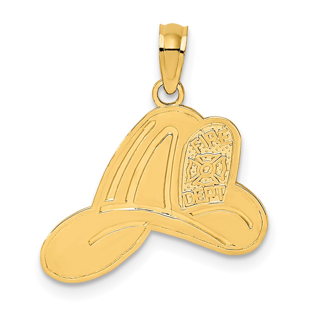 14K Yellow Gold Fire Dept Helmet Charm