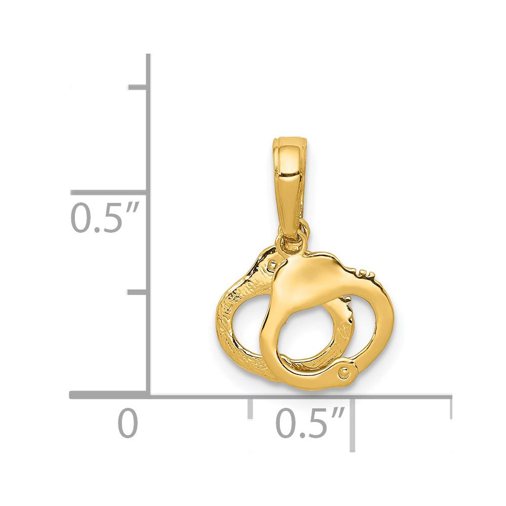 14K Yellow Gold 2-Piece Handcuffs Pendant