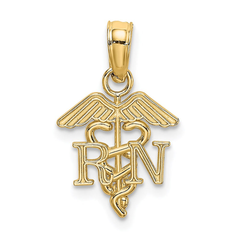 14K Yellow Gold Rn Caduceus Charm