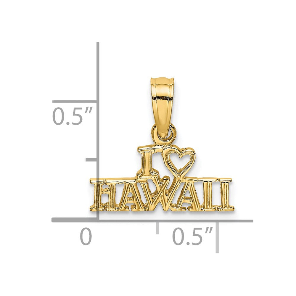 14K Yellow Gold I Heart Hawaii Charm