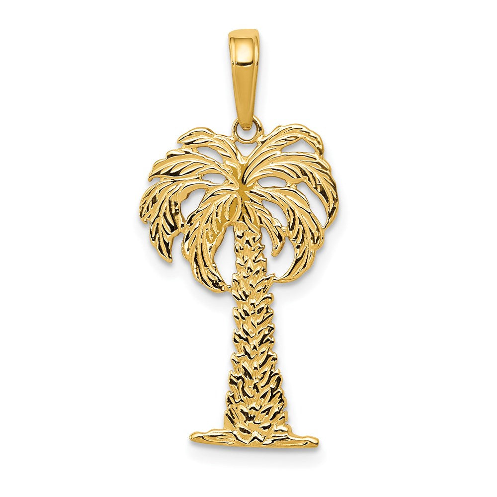 14K Yellow Gold Palm Tree Pendant