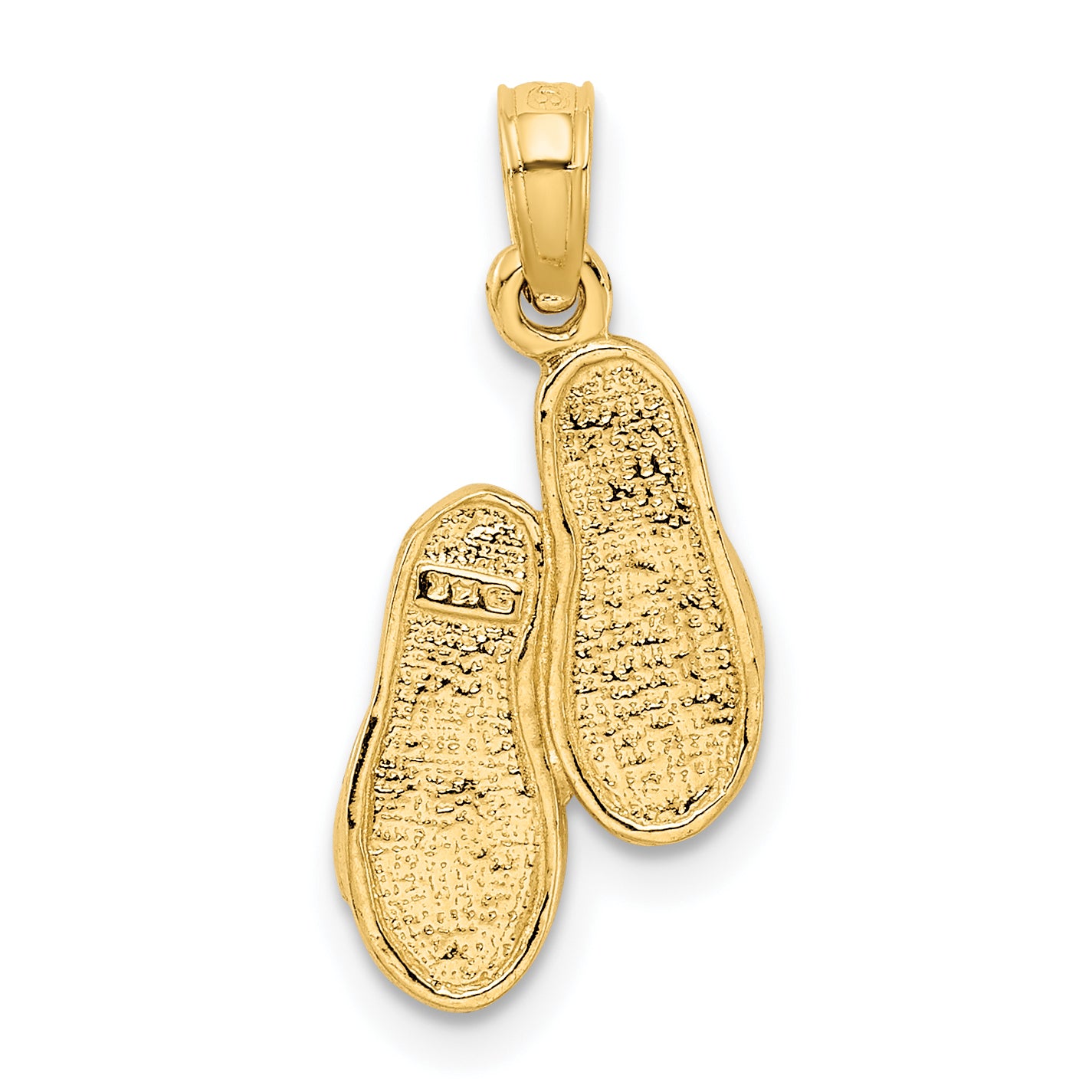 14K Yellow Gold 3D Flip Flops Pendant