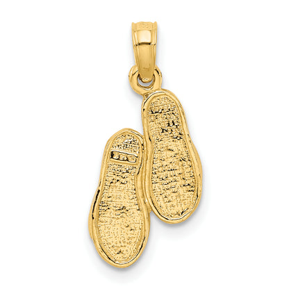 14K Yellow Gold 3D Flip Flops Pendant