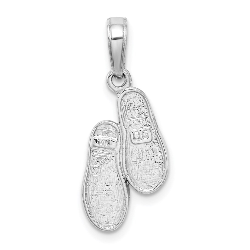 14K White Gold 3D Flip Flops Pendant