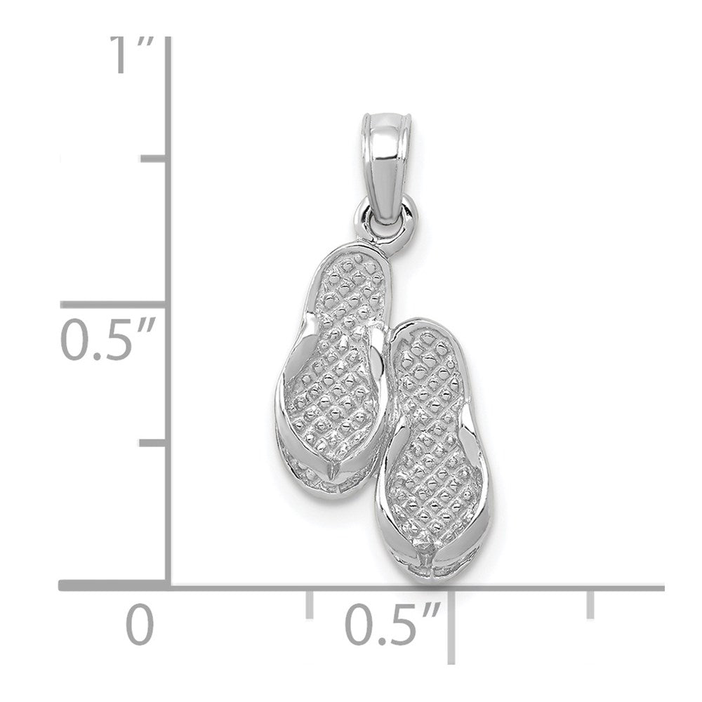 14K White Gold 3D Flip Flops Pendant