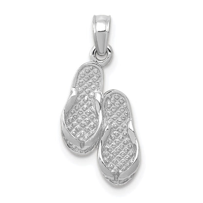 14K White Gold 3D Flip Flops Pendant