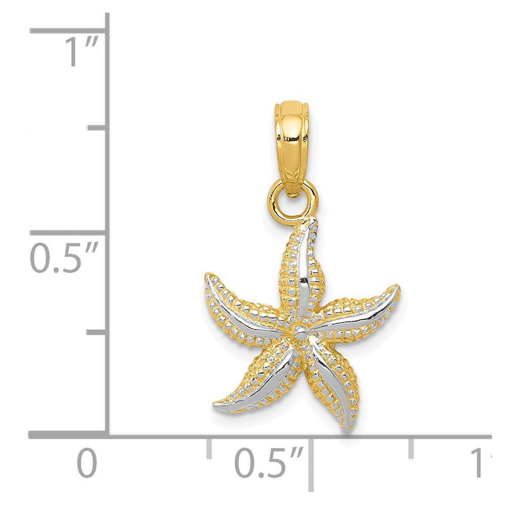 14K Yellow & Rhodium With White Starfish Pendant