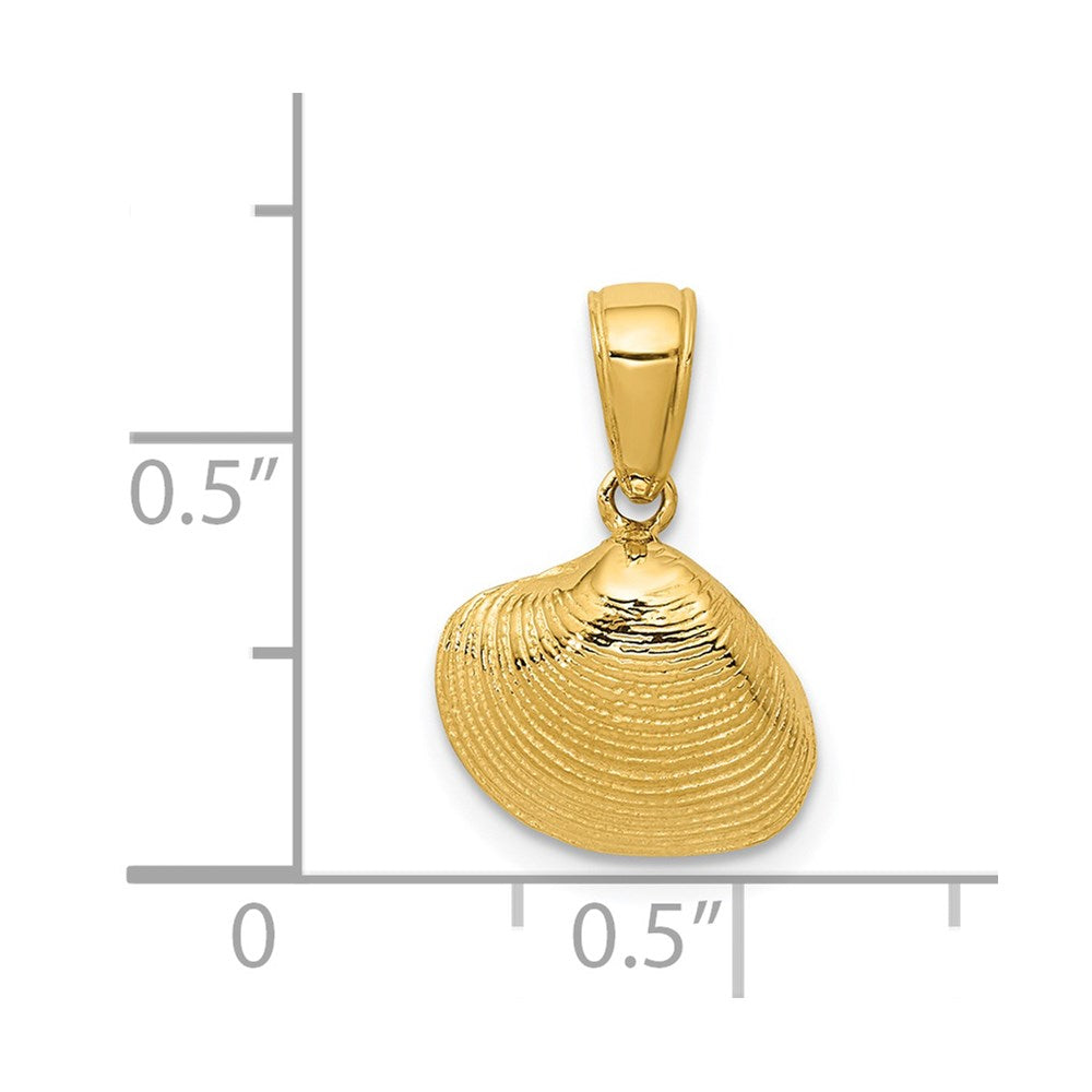 14K Yellow Gold Small Clam Shell Pendant