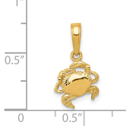 14K Yellow Gold Crab Pendant