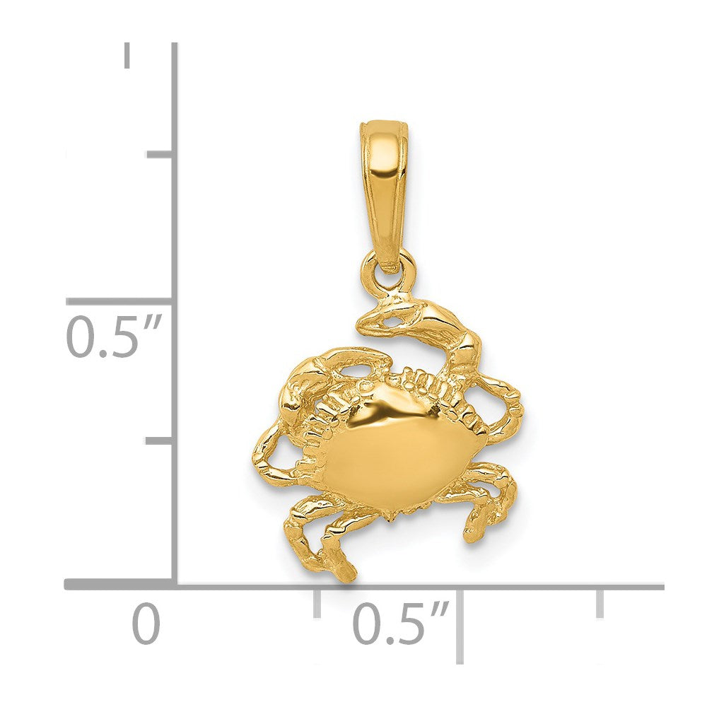 14K Yellow Gold Crab Pendant