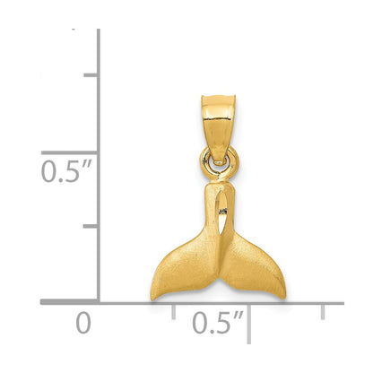 14K Yellow Gold 3D Whale Tail Pendant