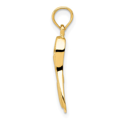 14K Yellow Gold 3D Scuba Flipper Pendant