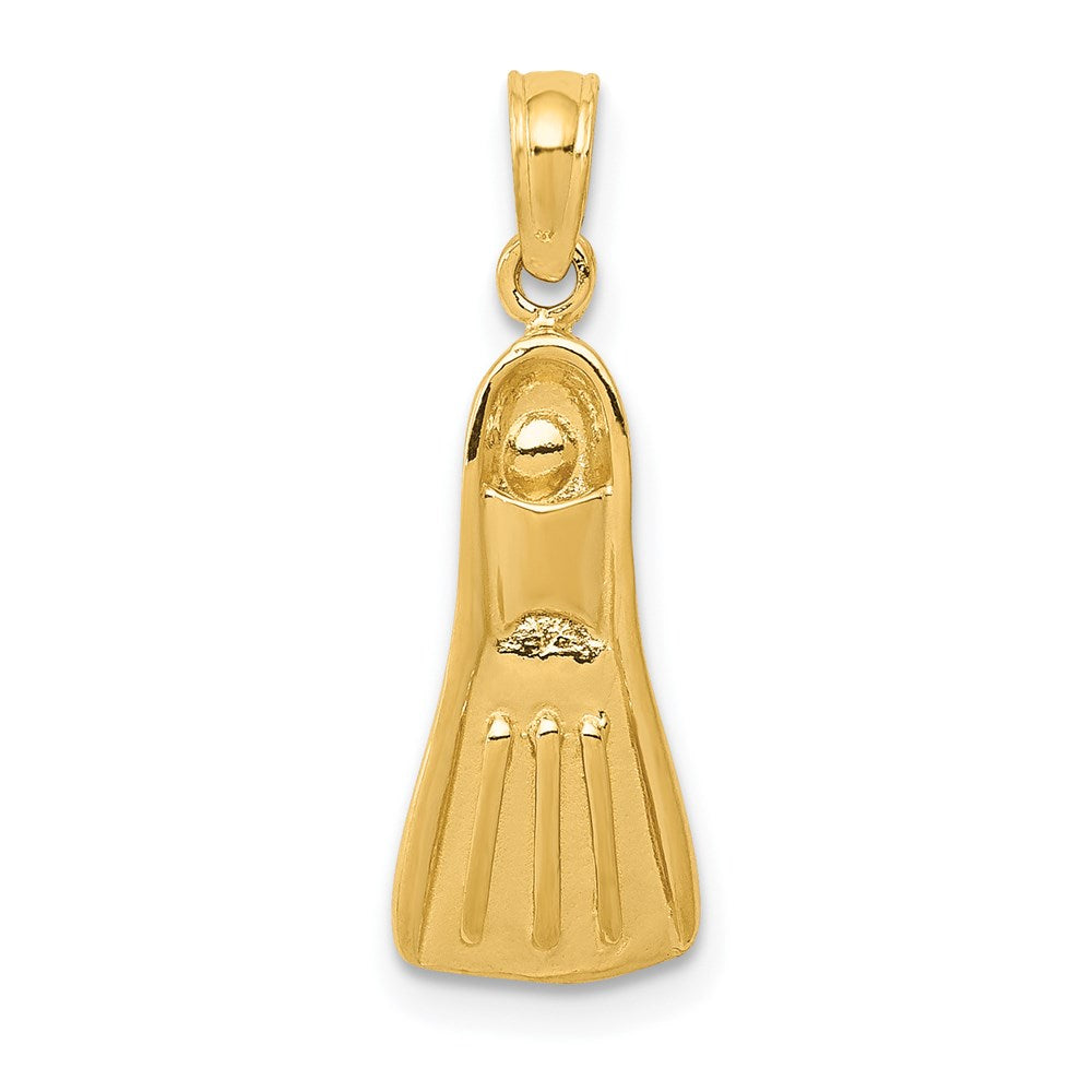14K Yellow Gold 3D Scuba Flipper Pendant