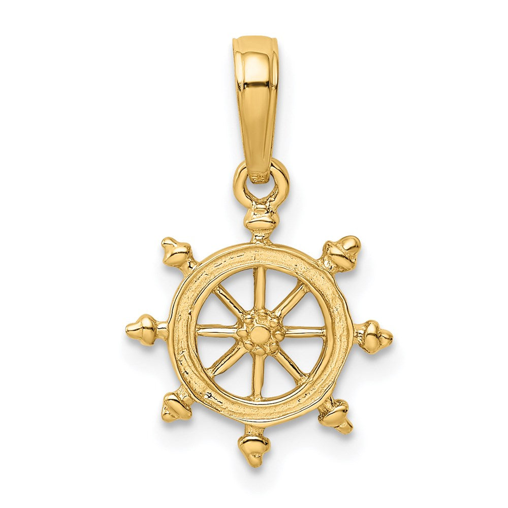 14K Yellow Gold Ship Wheel Pendant