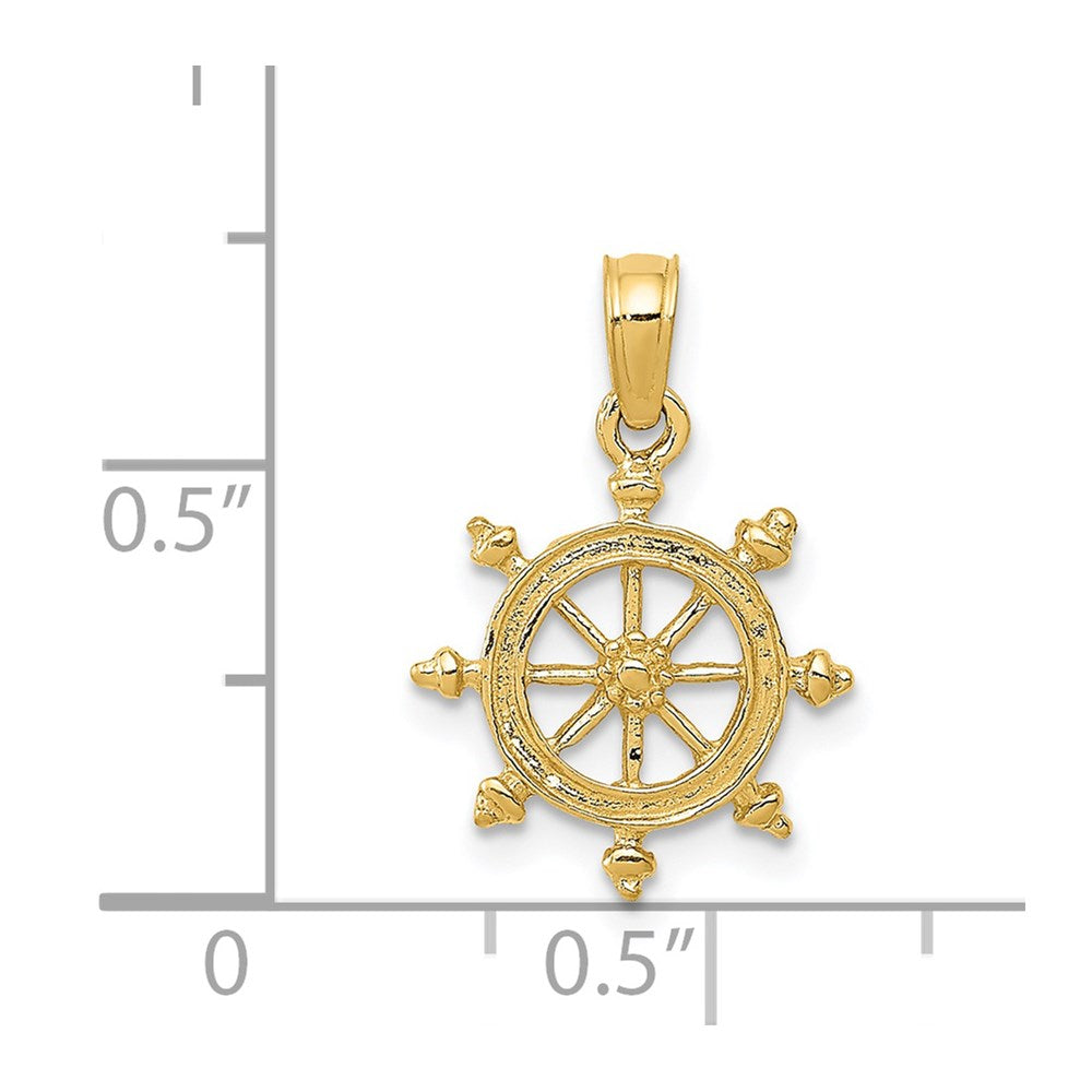 14K Yellow Gold Ship Wheel Pendant