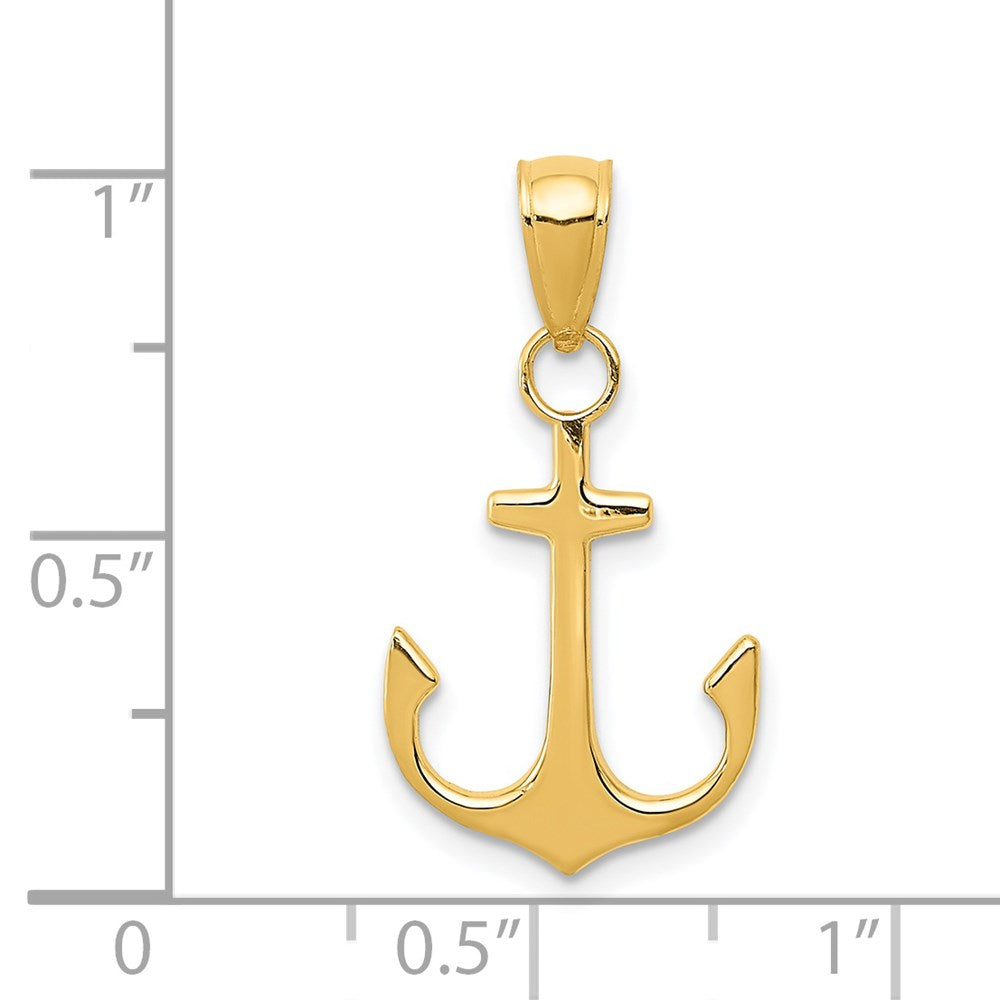 14K Yellow Gold Anchor Pendant