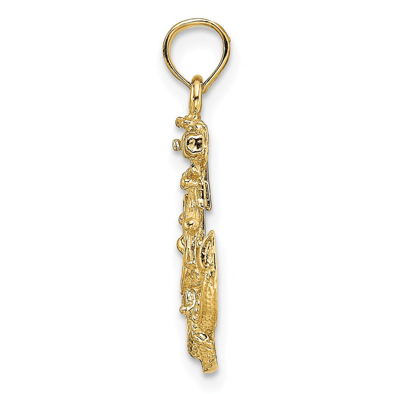 14K Yellow Gold Small Anchor W/Wheel Pendant