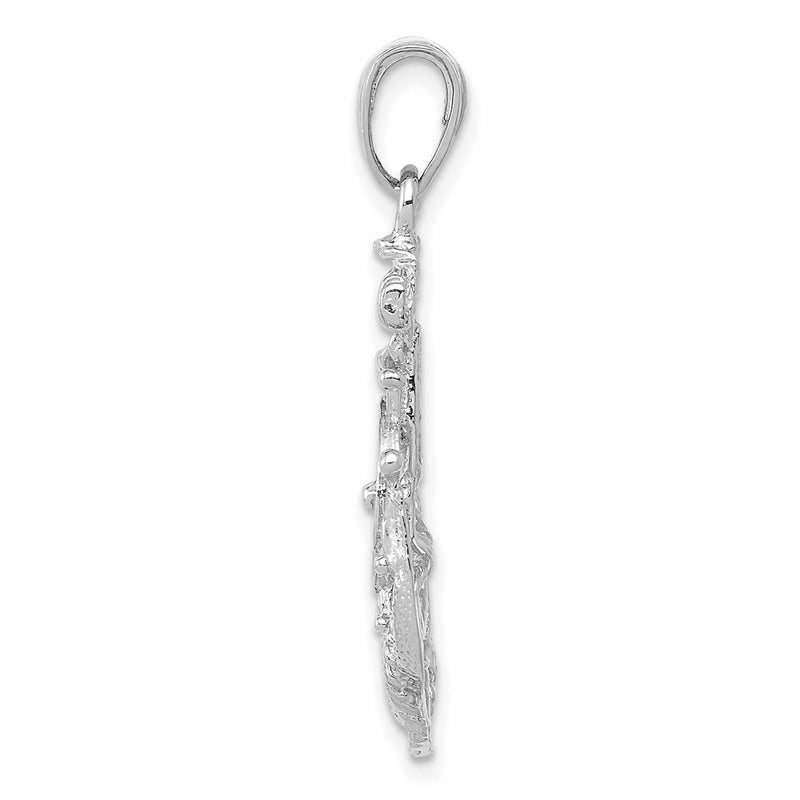 14k White Gold Medium Anchor w/Wheel Pendant
