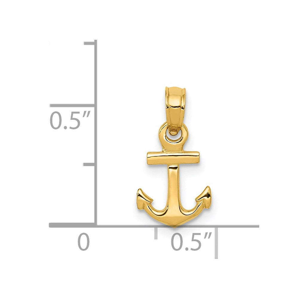 14K Yellow Gold Mini Anchor Pendant
