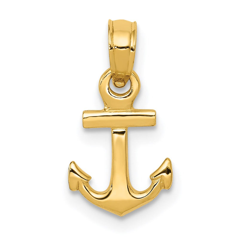 14K Yellow Gold Mini Anchor Pendant